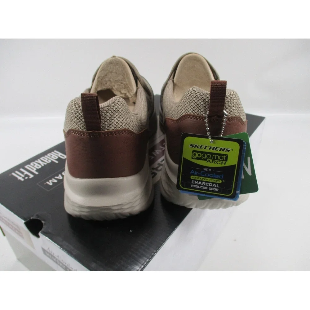 Skechers Slade Lucan Shoes Mens Sz 12 Khaki Tan Slip On‎ Loafers Sneakers NEW